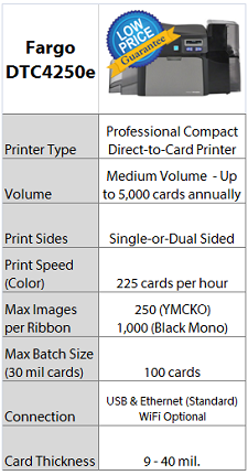 Fargo DTC4250e Quick Specs - IDCardGroup.com