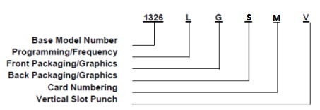 Example Final Part Number for HID Prox Card 1326LGSMV