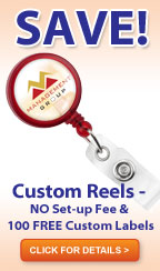 Custom badge reels - free custom labels on orders in 2013 at IDCardGroup.com