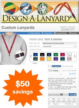 Get free setup ($50 value) when you order custom lanyards with our Design-A-Lanyard tool