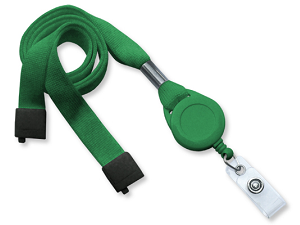 Green lanyard badge reel combo at IDCardGroup.com