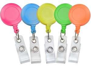 Fun Neon round badge reels - shop now at IDCardGroup.com