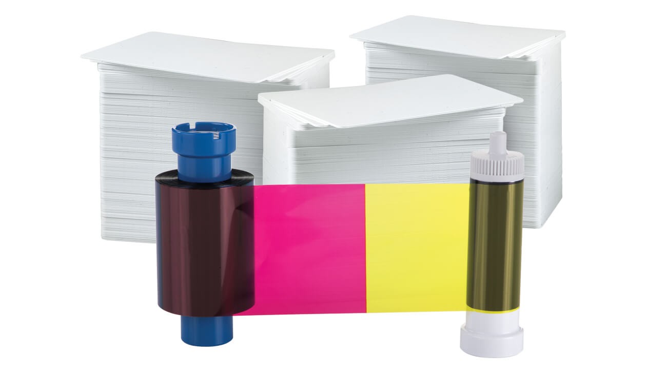 AlphaCard Pilot/Compass YMCKO Ribbon & 300 Premium Blank Cards 