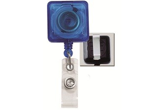 Translucent Blue Square Badge Reel-25 pack