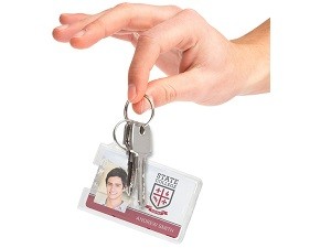 Rigid Plastic Badge Holder w/Key Ring-50 pack