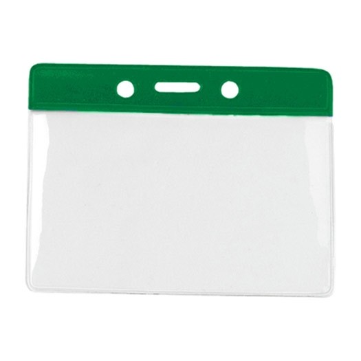 Standard Color Bar Badge Holder Top-Load w/ Slot-Green Horizontal