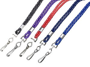 Metallic Silver Round Braid Nylon Lanyard-100 pack