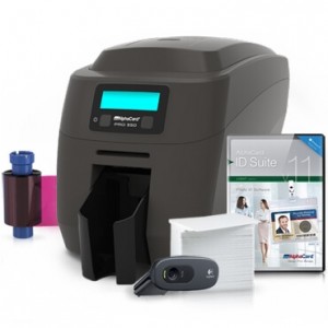 Complete ID Card Printer Bundle: AlphaCard Compass ID Printer - 100 Premium Magnetic Printable Cards Single-Sided w/Mag Strip EasyBadge ID Software & Mobile App & ID Supplies 