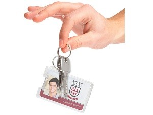 Hard plastic badge holder with keyring online